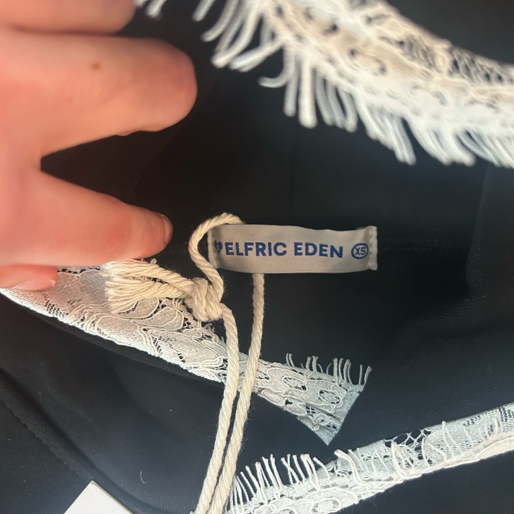 Aelfric Eden Black Top with White Lace Trim - Picture 4 of 4